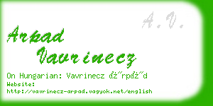 arpad vavrinecz business card